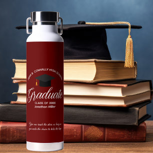 Botella De Agua Graduación de personalizado Maroon 2025 Regalo de 