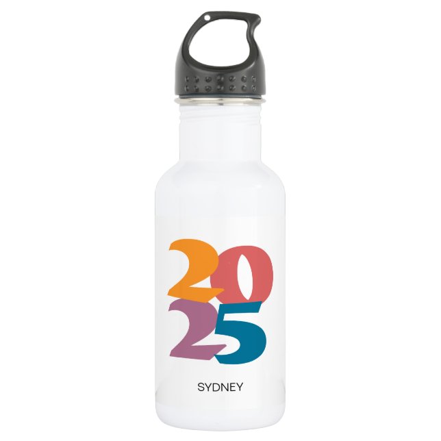 Botella De Agua Graduación de Vibes Retro de 2025 (Anverso)