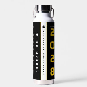 Botella De Agua Graduación moderna de oro negro