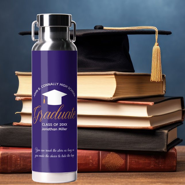 Botella De Agua Graduado morado personalizado de 2025 (Subido por el creador)