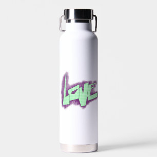Botella De Agua graffiti de amor morado verde menta tipografía pun