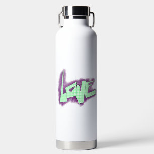 Botella De Agua graffiti de amor morado verde menta tipografía pun