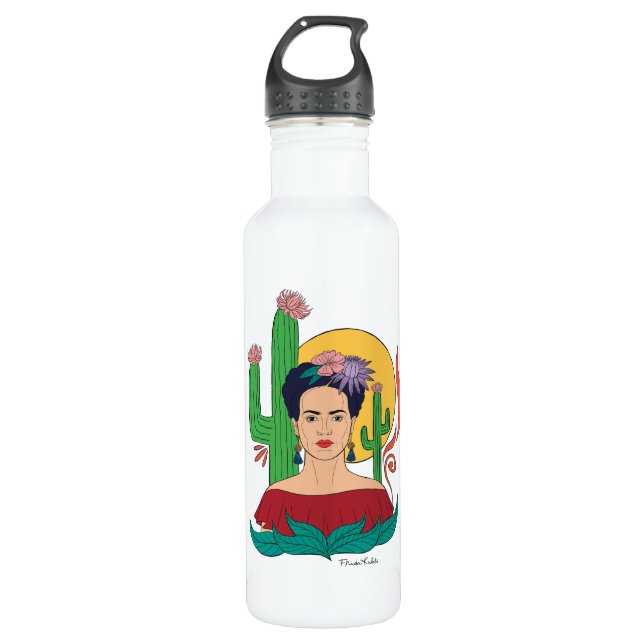 Botella De Agua Gráfico del desierto de Frida Kahlo (Anverso)