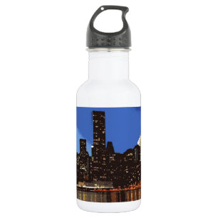 Botella De Agua Gráfico del horizonte de Nueva York de noche