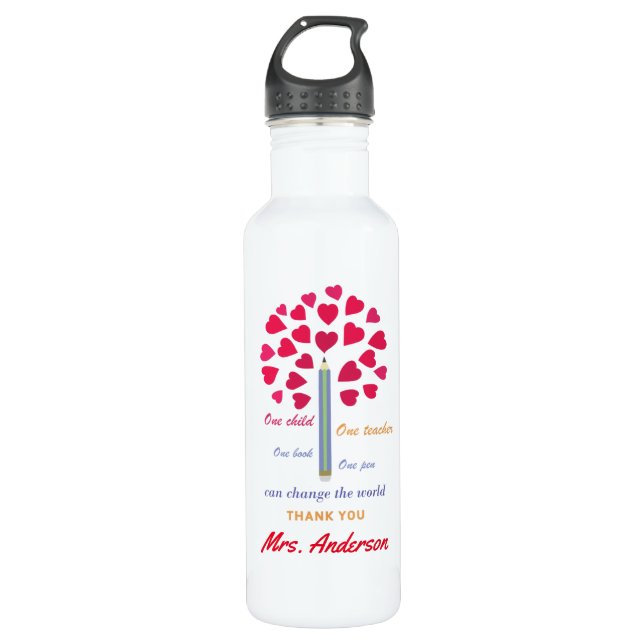 Botella De Agua Gran árbol de lápiz / Apreciación del profesor (Anverso)