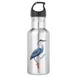 Botella De Agua Gran ilustracion personalizado de garza azul
