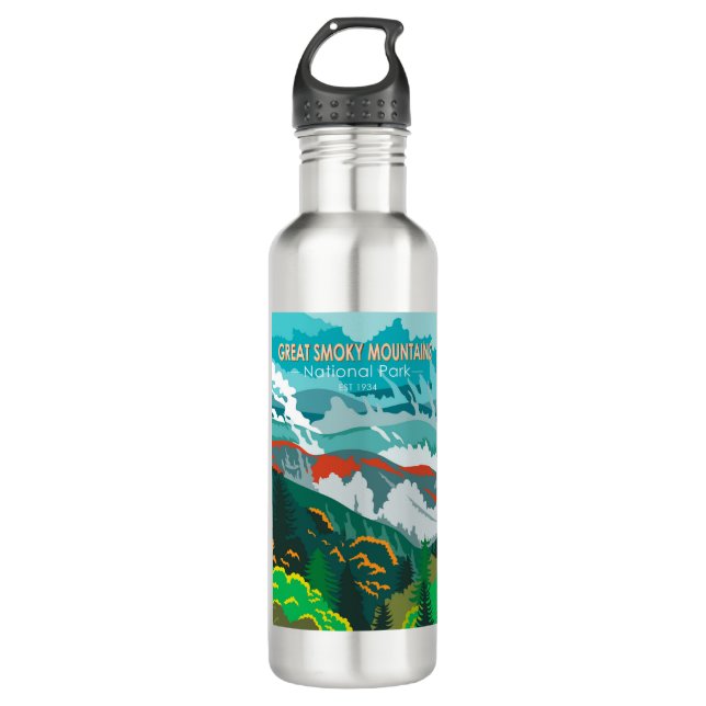 Botella De Agua Gran Parque nacional Montañas Smoky Vintage (Anverso)