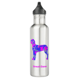 Botella De Agua Gran Perro Dane Silhouette Pink & Blue