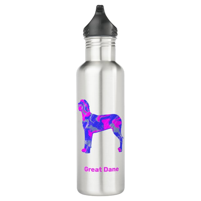 Botella De Agua Gran Perro Dane Silhouette Pink & Blue (Derecha)