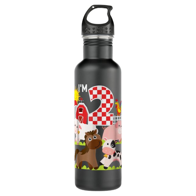 Botella De Agua Granja Animales Barnyard Segundo Cumpleaños Tengo  (Anverso)