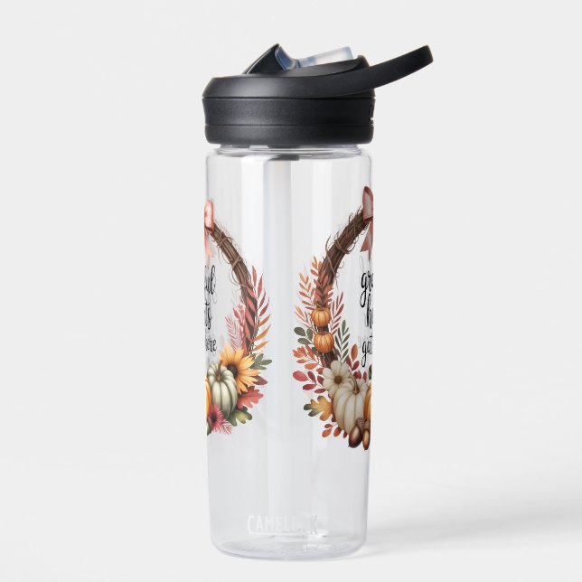 Botella De Agua Grateful hearts gather here Thanksgiving cozy fall (Izquierdo)