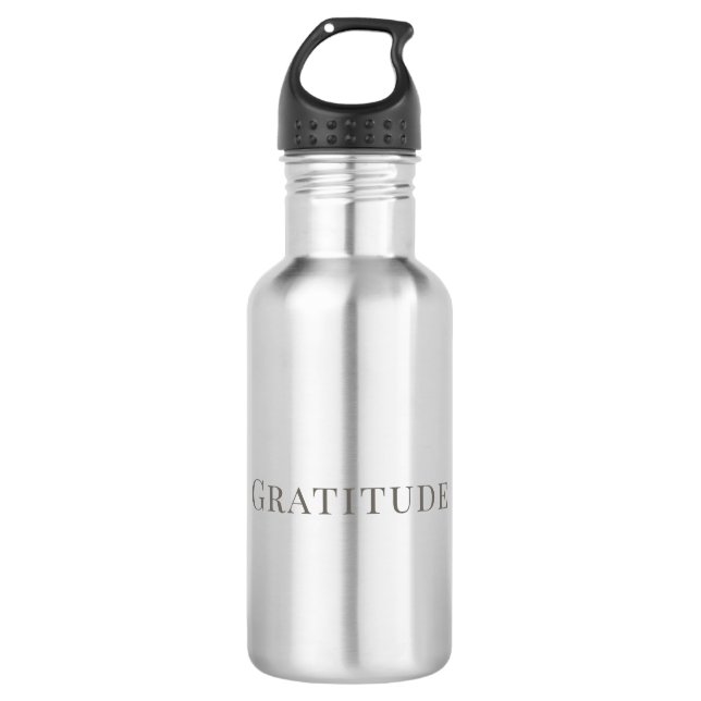 Botella De Agua Gratitude – Minimal Typography Design (Anverso)