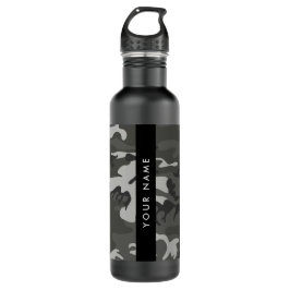 Botella De Agua Gray Camouflage Pattern, Your name, Personalize