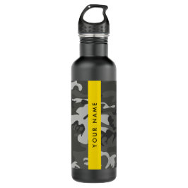 Botella De Agua Gray Camouflage Pattern, Your name, Personalize