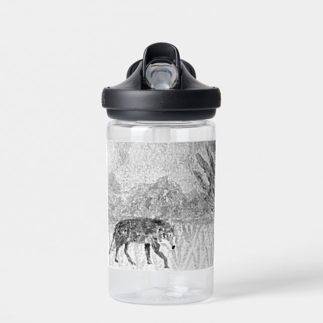 Botella De Agua Gray Wolf Save Wildlife Personalizado (Delante)