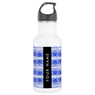 Botella De Agua Greca Fret Arabesco Azul, Tu Nombre, Personaliza