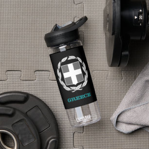 Botella De Agua Grecia Fitness y escudo griego de armas / bandera