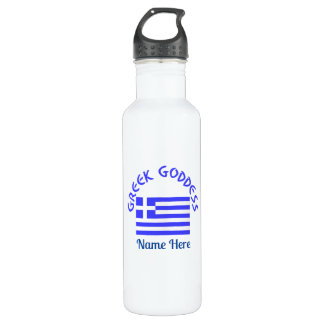 Botella De Agua Greek Goddess and Flag of Greece Personalized
