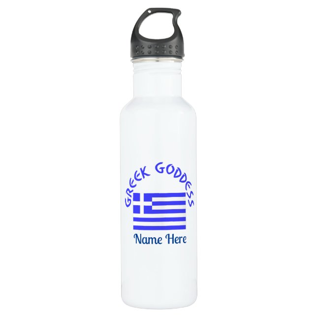 Botella De Agua Greek Goddess and Flag of Greece Personalized  (Anverso)