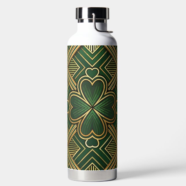 BOTELLA DE AGUA GREEN & GOLD IRISH ART DECO PATTERNS (Izquierda)