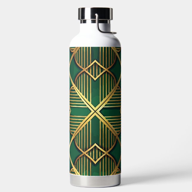 BOTELLA DE AGUA GREEN & GOLD IRISH ART DECO PATTERNS (Izquierda)
