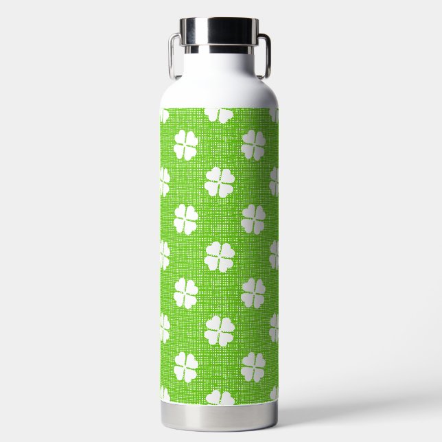 BOTELLA DE AGUA GREEN LINEN LOOK WITH WHITE IRISH SHAMROCKS (Delantero)