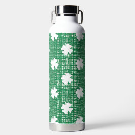 BOTELLA DE AGUA GREEN LINEN LOOK WITH WHITE IRISH SHAMROCKS