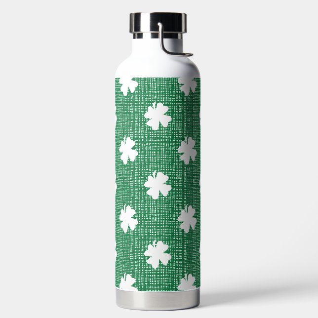 BOTELLA DE AGUA GREEN LINEN LOOK WITH WHITE IRISH SHAMROCKS (Izquierda)
