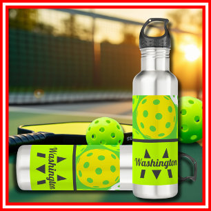Botella De Agua Green Pickleball Guay Moderno Monogramado