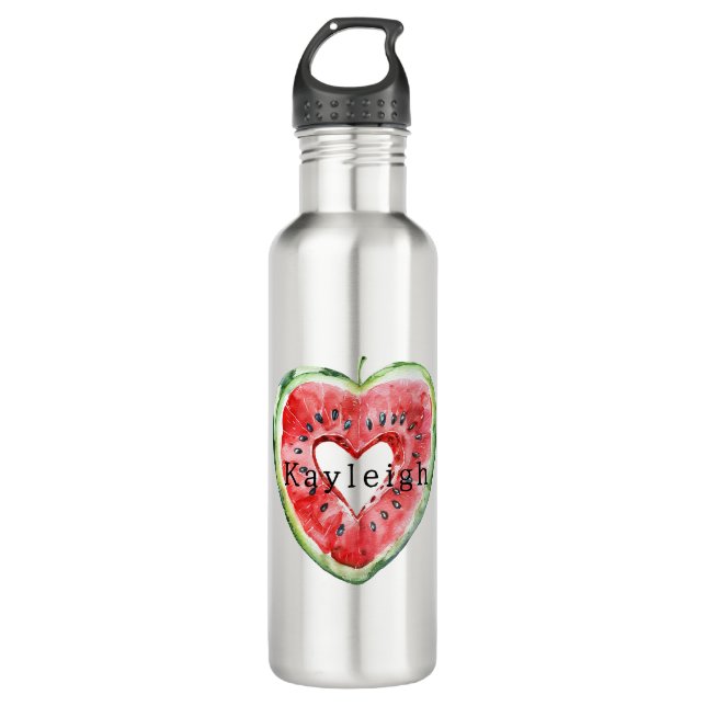 Botella De Agua Green Red Heart Watermelon Birthday (Anverso)