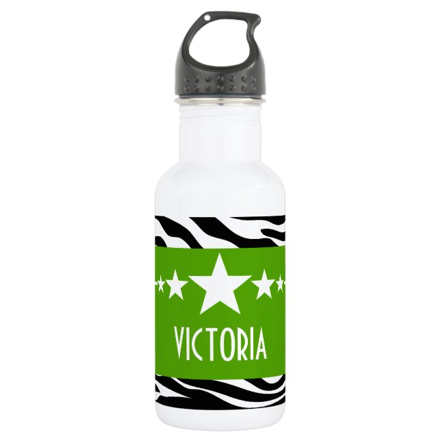 Botella De Agua Green Sassy Star Zebra (Anverso)