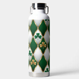 BOTELLA DE AGUA GREEN WHITE GOLD IRISH TUFTED LOOK WITH SHAMROCKS