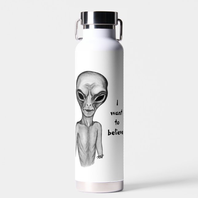 Botella De Agua Grey Alien , quiero creer (Delantero)
