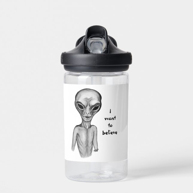 Botella De Agua Grey Alien , quiero creer (Delante)