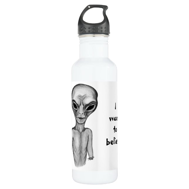 Botella De Agua Grey Alien , quiero creer (Anverso)
