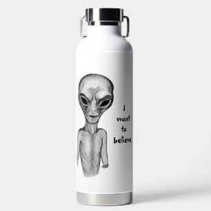 Botella De Agua Grey Alien , quiero creer