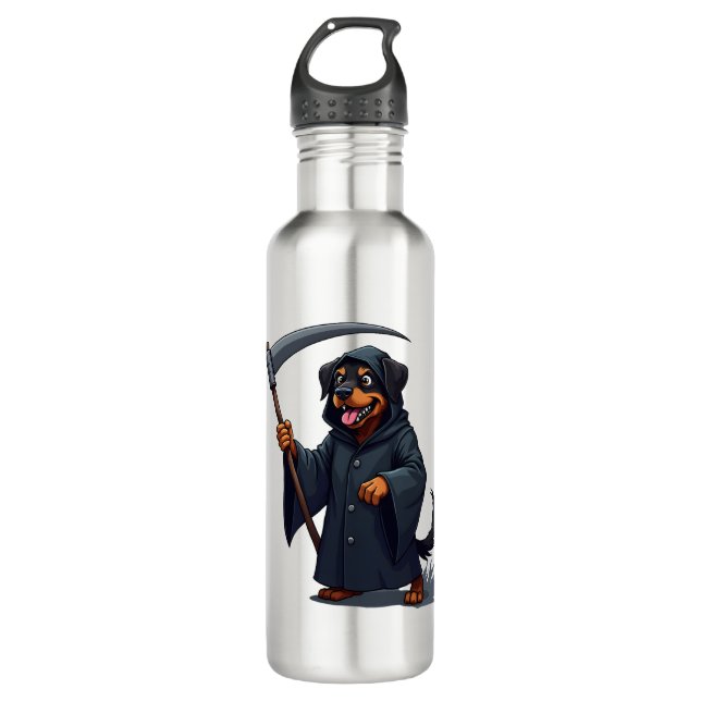 Botella De Agua Grim Reaper Rottweiler Dog (Anverso)