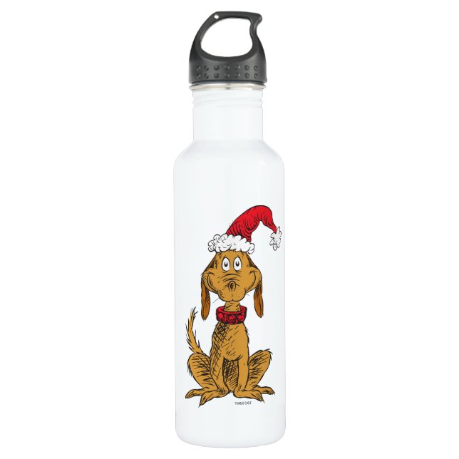 Botella De Agua Grinch clásico | Max - Santa Hat (Anverso)