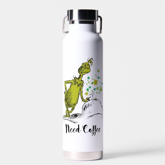 Botella De Agua Grinch | Divertido Necesito Café (Delantero)