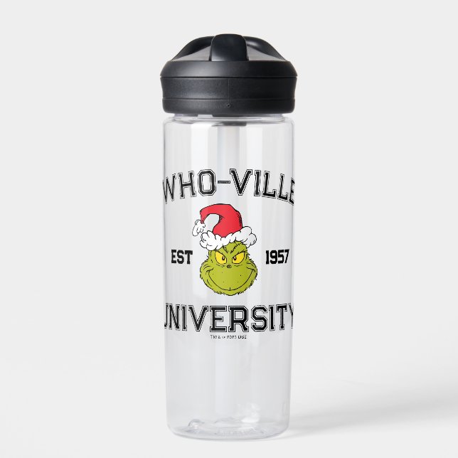 Botella De Agua Grinch | Universidad de Who-ville Est 1957 (Delante)