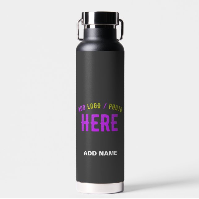 BOTELLA DE AGUA GRIS DE PERSONALIZABLE MODERNO ELEGANTE VERIFICADO (Delantero)