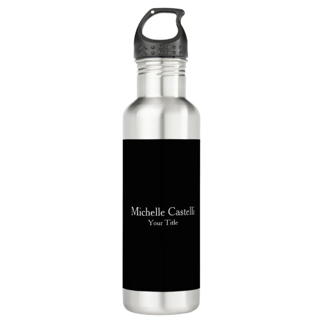 Botella De Agua Gris negro Minimalista único profesional (Anverso)