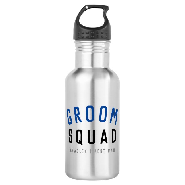 Botella De Agua Groom Squad | Moderno bachiller Groomsman estilo (Anverso)
