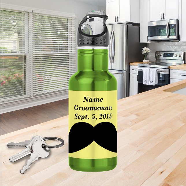 Botella de agua Groomsman Mustache (Groomsman Mustache Water Bottle)