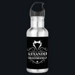 Botella De Agua Groomsman Tuxedo Tie Black<br><div class="desc">Botella de agua negra del balón de Tuxedo Groomsman</div>