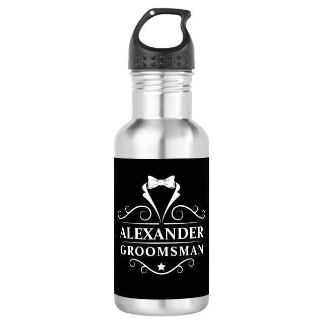 Botella De Agua Groomsman Tuxedo Tie Black (Anverso)