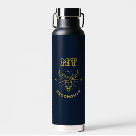 Botella De Agua Groomsmen vintage con el logotipo de cráneo de tor