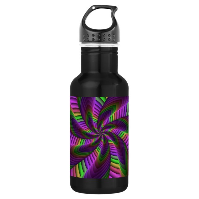 Botella De Agua Groovy Energetic Colorful Neon Fractal (Anverso)