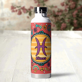 Botella De Agua Groovy Piscis Personalizado