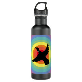 Botella De Agua Groovy Retro Círculos Arcoiris Duck